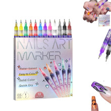 Nagelkunst Marker 12 Farben Gel Stifte - 3D Nagellack Graffiti Stift Acrylmalstift für DIY Nageldesign