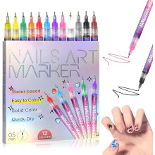 Set de 12 lapices para arte de uñas, esmalte en lapiz, herramientas para puntear y dibujar, manicura DIY en casa o salón, regalo