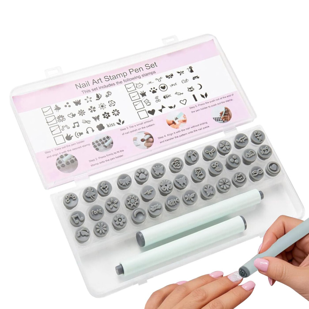 Oimg 36Pcs Nail Art Stamp Pen Kit For Diy Nail Stamping Designs 2026 New Nail Art Pens Set Includes Stamp Pen For Unique Designs