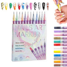 12 Farben Nagelstift Set DIY für Gel Nägel - 3D Schnell Trocknende Graffiti Acrylmalstifte für Malwerkzeuge