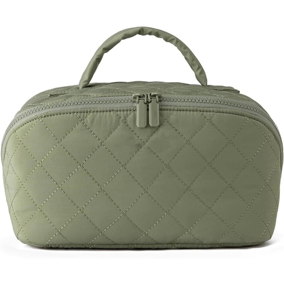 Oimg Makeup Bag Travel Make Up Bags Lay Flat Cosmetic Bag Set Quilted Puffer Waterproof Toiletry Bag For Women
