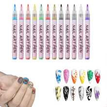 Nagelstift 12 Farben Graffiti Stift - Wasserdichte Nagellack Stifte Feinspitze, DIY Nagelkunst für Frauen & Mädchen