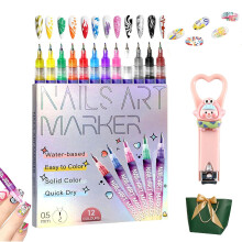 Set de 12 lapices para arte de uñas, marcadores para uñas de gel, lapices doodle para dibujar, decoración DIY de uñas, 12 piezas