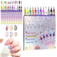 Set de 12 lapices para arte de uñas 3D, marcadores doodle para uñas de gel, para dibujar, puntear y pintar, herramientas DIY