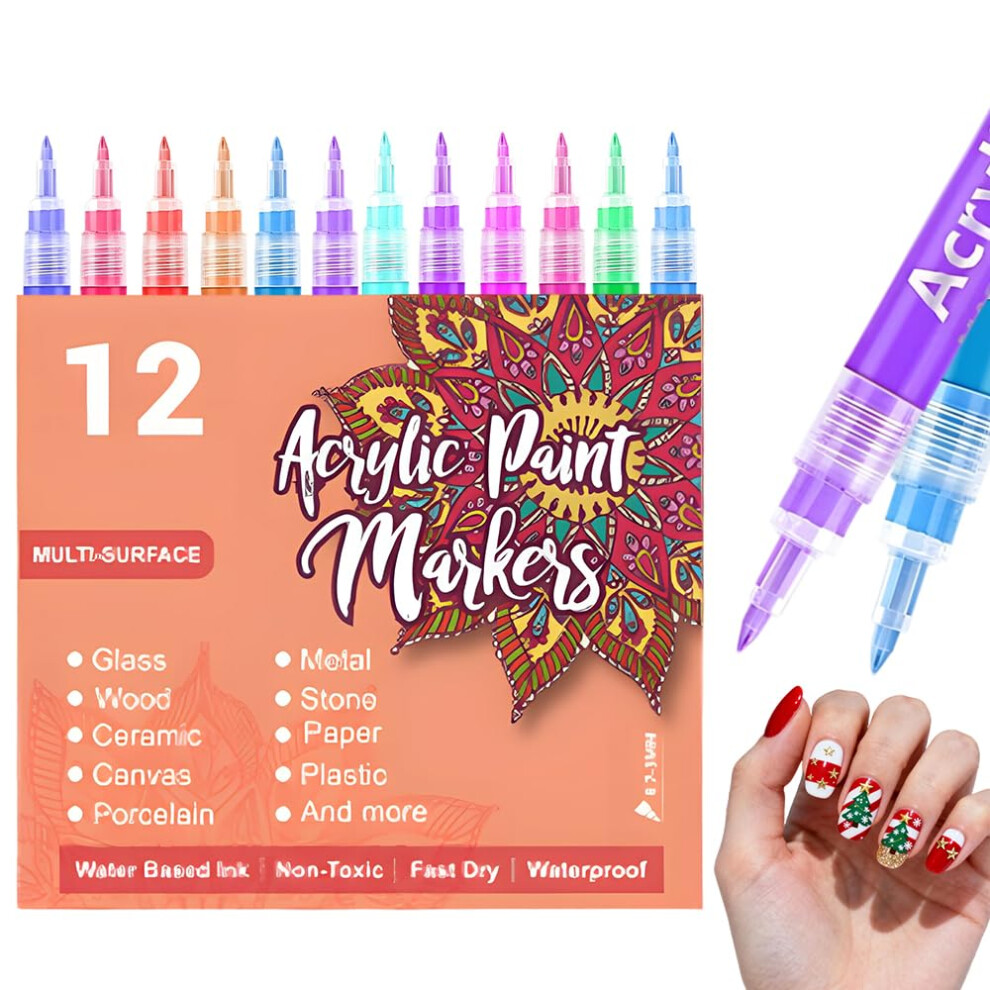Oimg Nail Art Pens Set 2026 New Nail Art Pens For Painting Nails Acrylic Paint Markers Diy Quick-Drying Nail Polish Pens Doodle Pens 12 Color