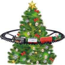 Conjunto de Trem de Natal com Luz e Som, Trem Elétrico Divertido para Meninos e Meninas, Presente, sem Árvore