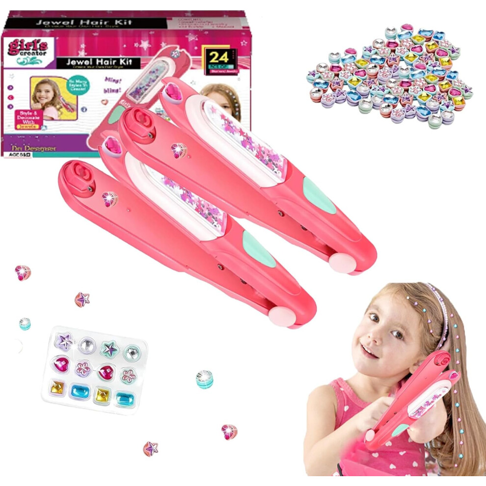 Oimg Unisex Light Glitter Diamond Styling Tools Hair Gemstone Styling Set - To Up Girls Hair Gem Styling Set With Reusable Diamonds