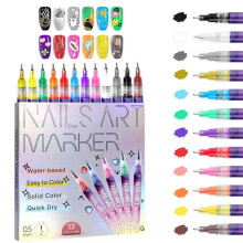 Neue Nagel Marker für Gel Nägel - 12 Farben Nagelstift Set, Nagellack Stift für Graffiti Punkte & Malen