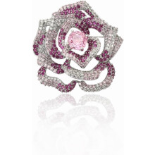 Spilla rosa placcata oro 18K per donne, spilla fiore smaltato traforato con zirconia cubica, spilla bavero elegante rosa, regalo festivo per