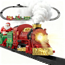 Set treno natalizio con vapore, luci e suoni, trenino giocattolo elettrico per sotto l'albero di Natale, set binario ovale completo regalo p