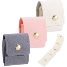 3 Bolsas Mini para Joyas de Viaje, Organizador Plegable en Rollo con Hebilla, Estuche Portátil para Anillos, Collares, Pendientes, Adornos