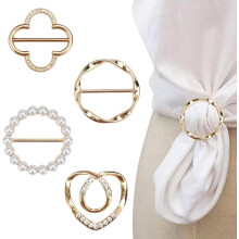 4 clip anello sciarpa, clip maglietta fermagli angolo vestiti nodo bottone per donna moda strass clip cerchio rotondo