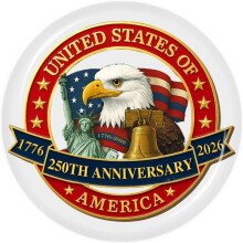 Botão Decorativo do 250º Aniversário dos Estados Unidos, Círculo Decorativo para Mochilas