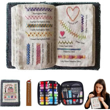 All-in-One Embroidery Stitch Book & Sewing Kit Portable - All Embroidery Stitch Books DIY Sewing Books with Tools Tutorial