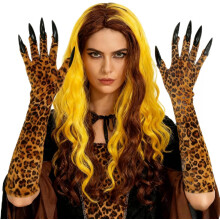 Halloween Leopardenmuster Handschuhe mit Nagel Cosplay Zubehör Katzenkralle Handschuhe Karneval Maskerade Party Verkleidung
