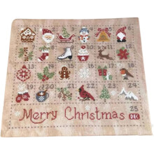 Christmas Advent Calendar Cross-Stitch Kit Hand-Embroidered - 25-Day Countdown Advent Calendar Gift for Adults Beginners
