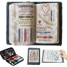 Stickstich Buch Tragbar Näh- und Handstick Kit Kreuzstich Set DIY Starter Set mit Komplettwerkzeug und Tutorial