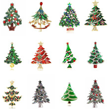 Set 12-Pieces Broche Sapin de Noel, Epingles Strass Etincelantes pour Fetes, Metal Durable Cadeau