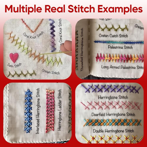 Saker Embroidery Stitch Book with Sewing Kit Complete - Needle & Thread Set with Stitch Patterns Portable Storage Case 1