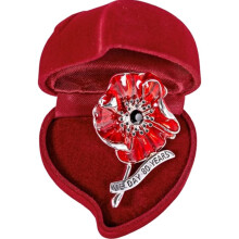 Broche de Papoula Vermelha VE Day 80, Alfinete de Papoula 80º Aniversário VE Day, Flor Memorial 80, Broche de Metal Esmaltado, Presente