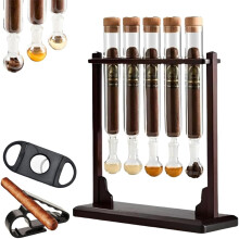 Zigarren Aromainjektor Humidor Infusor Glaskit mit Handgefertigter Holz Basis Integriertem Hygrometer für DIY Aromen