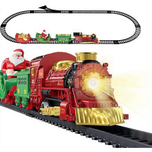 Set treno natalizio con luci e suoni, effetto fumo, set treni natalizi per sotto l'albero, giocattolo regalo Natale con Babbo Natale, set tr