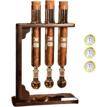 Zigarren Aromainjektor Humidor Mehrfach Infusor Glaskit mit Holzständer Hygrometer und Luftdichten Kappen für Liebhaber