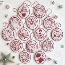 12 Stück Weihnachts Stickerei Schmuck Set Nadelspitze Starter Set mit Einfachen Mustern und Anleitung DIY Basteln