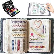 Neu Stickstich Buch Kit Musterbuch 86-teilig Tragbar Handstickmuster Set für DIY Bastler mit Komplettwerkzeug