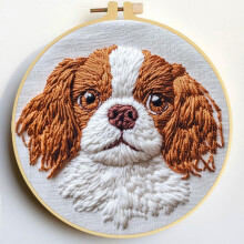 Punch Needle Kits Cavalier King Charles Dog Embroidery - Starter Set with Hoop Easy for Beginners DIY Stress Relief Craft