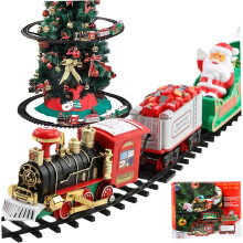 Weihnachtszug Set mit Schienen Elektrisch mit Sound und Licht Interaktiv Lernspielzeug Geschenk Neujahr