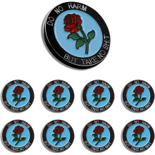 6/12/50/100Pack Alfinete de Lapel Esmaltado "Não Cause Dano Mas Não Tolere Bobagem", Estilo Frases Engraçadas, Distintivo Rosa, Broche