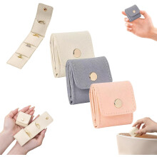 Bolsa Mini para Joyas de Viaje, Organizador en Rollo con Hebilla, Estuche Plegable Portátil, Pequeña Caja para Pendientes, Anillos, Collares (3PZ)