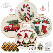 4 Sets Weihnachts Stick Sets für Erwachsene Anfänger Set Kreuzstich Weihnachtsschmuck DIY Handstick Set mit Muster Garn