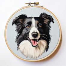 Border Collie DIY Stamped Cross Stitch Kits for Beginners - Easy with Hoop 11CT Needlepoint Embroidery Art Craft Wall Decor
