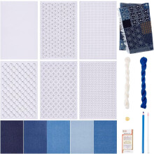 Slow Stitching Sashiko Flicken Patchwork Set für Anfänger Erwachsene mit Anleitung und Wasserlöslichen Mustern Stabil