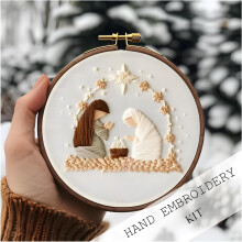 Weihnachts Stick Set Weihnachtswichtel Stick Set für Anfänger mit Muster Baumwollgarn Nadeln Anleitung 20 cm Rahmen