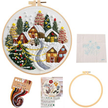 DIY Punch Needle Set Weihnachts Stick Set für Anfänger Weihnachtsbaum Landschaft Punch Needle Sticken Bastelset