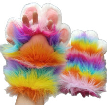 Cosplay Pelz Set Krallen Handschuhe Regenbogen Pelz Krallen Halloween Erwachsene Kostüm Party Accessoires