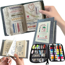 Neu Stickstich Buch Kit Tragbar All-in-One mit 106 Mustern und Tutorial 86-teiliges Set Handstick Kit für DIY Bastler