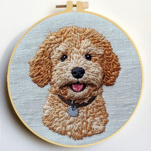 Punch Needle Set Golden Doodle Hund Stick Starter Set mit Rahmen Einfach für Anfänger DIY Stressabbau Handmade Basteln