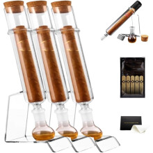 Zigarren Aromainjektor Humidor mit Basis Handgefertigtes Glas Infusor Set Feuchtigkeitskontrolle Aroma Reifung Geschenk