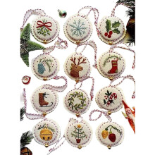Weihnachtsschmuck Stick Set 12 Stück Handstick Weihnachtsdekoration DIY Nadelspitze Starter Set für Erwachsene Anfänger