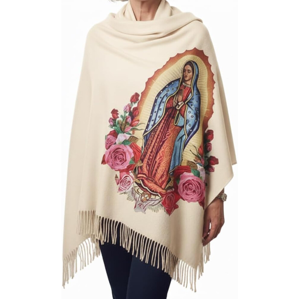 Scialle Grazia Celeste Vergine Maria, Sciarpa Virgen De Guadalupe, Scialle Di Preghiera Con Nappe Morbido E Caldo