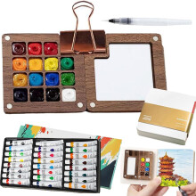 Kit de Aquarela - Conjunto Portátil de Viagem 24 Cores com Clipe, Presente para Arte e Festas