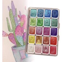 Conjunto de Pintura de Aquarela Cambiante 20 Cores - Tinta Cintilante Metálica Pérola para Arte