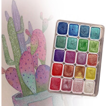 20 Farben Aquarell Mal Set, Zeichenbedarf Schimmer Metallic Aquarellfarben Set, metallisch perlmutt Farben für Kunstmalerei