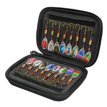 Fishing Spoons Lures Metal Baits Set, 16 Pcs, For Trout And Bass, Casting Spinner Style, With Storage Bag Case