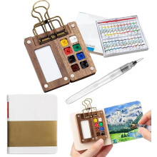 Conjunto de Aquarela em Miniatura Novo 2026 - com Livro de Imagens e Toalhas de Pulso, 12/24 Cores