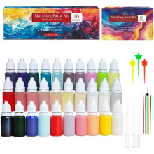 41-teiliges Water Marbling Mal Set, Aquarell Set für Handwerk, Türkisches Marmor Muster Acrylic Pouring Farbe, für Geburtstag & Feiertage
